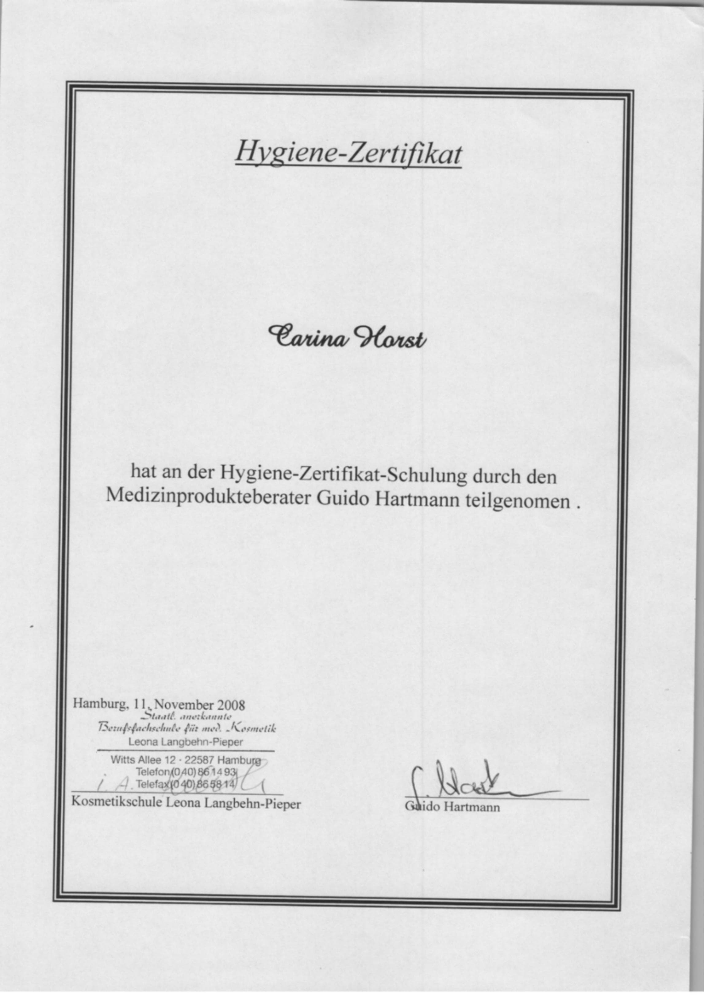 Hygiene-Zertifikat
